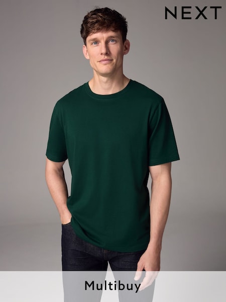 Bottle Green Regular Fit Essential Crew Neck Cotton T-Shirt (E05628) | £8