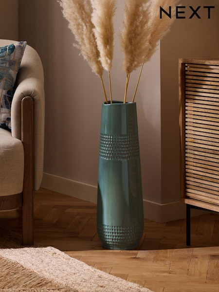 Blue XL Embossed Ceramic Vase (E05705) | £75