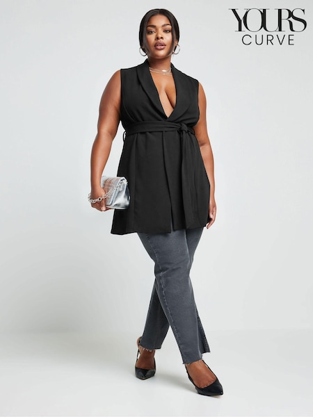 Yours Curve Black LIMITED COLLECTION Curve Natural Brown Sleeveless Blazer (E05724) | £29