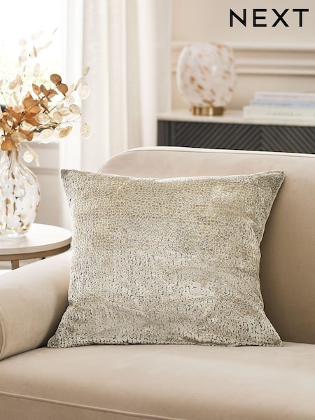 Natural 50 x 50cm Ditsy Textured Velvet Cushion (E05807) | £22