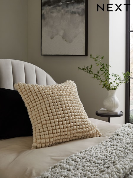 Natural 59 x 59cm Global Bobble 100% Cotton Cushion (E05810) | £34