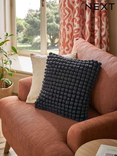 Black 43 x 43cm Global Bobble 100% Cotton Cushion (E05813) | £20