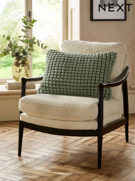 Sage Green 40 x 59cm Global Bobble 100% Cotton Cushion (E05825) | £24