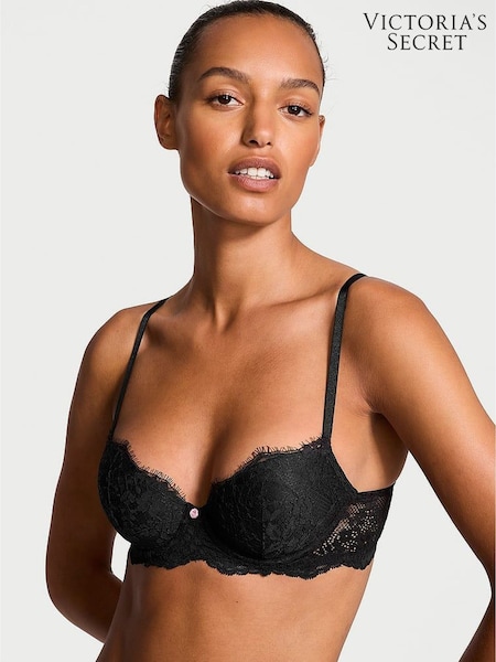 Victoria's Secret Black Lightly Lined Demi Lace Bra (E06071) | £49