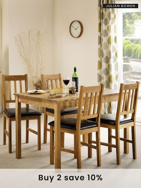 Julian Bowen Oak and Brown Set Of 2 Coxmoor Chairs (E06349) | £165