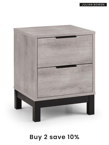 Julian Bowen Grey and Oak Bali 2 Drawer Bedside Table (E06356) | £150