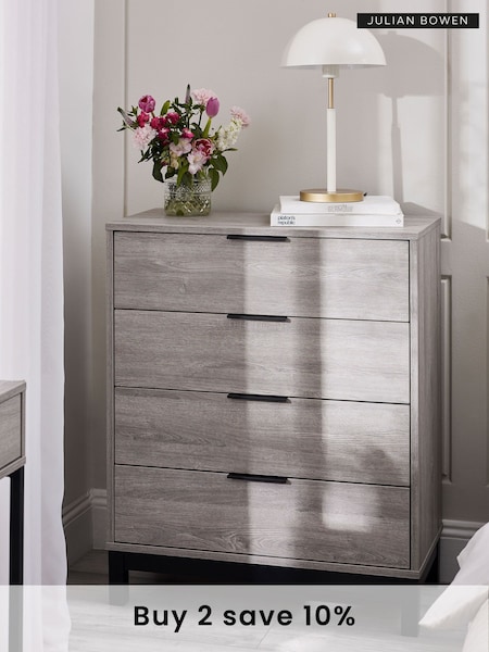 Julian Bowen Grey and Oak Bali 4 Drawer Chest (E06357) | £310