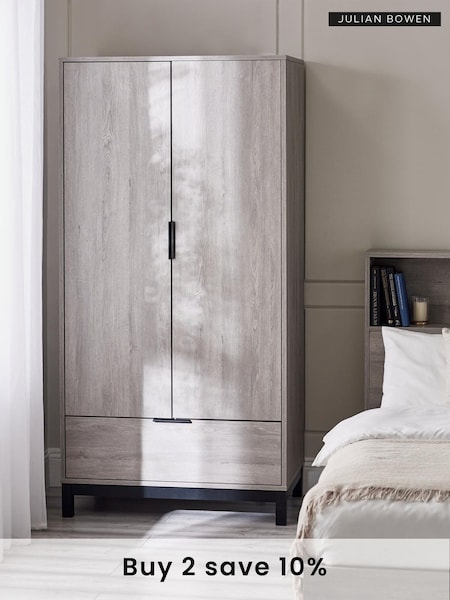 Julian Bowen Grey Oak Bali Double 1 Drawer Wardrobe (E06360) | £510