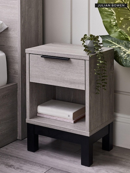 Julian Bowen Grey Oak Bali 1 Drawer Bedside Table (E06375) | £120