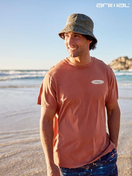 Animal Orange Mens Chase Organic Graphic T-Shirt (E06478) | £12.50