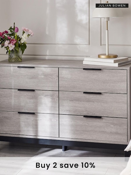 Julian Bowen Grey Oak Bali 6 Drawer Wide Chest (E06525) | £380