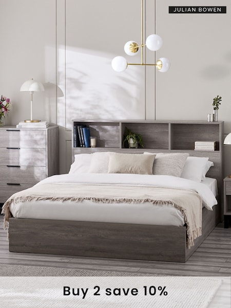 Julian Bowen Grey Oak Bali End Lift Ottoman Storage Bed (E06559) | £540 - £700