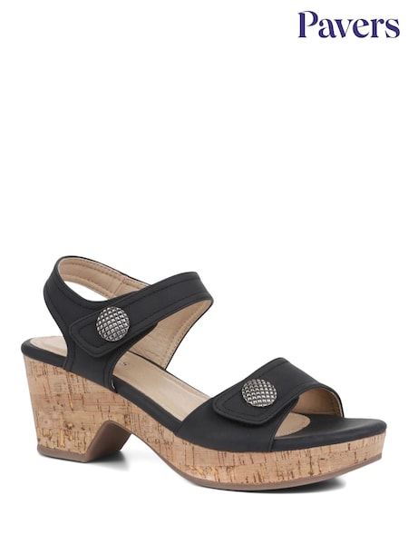 Pavers Black Pavers Strappy Heeled Sandals (E06721) | £35