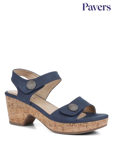 Pavers Navy Pavers Strappy Heeled Sandals (E06723) | £35