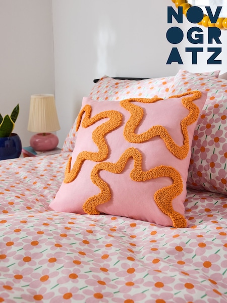 Novogratz Pink Squiggle Tufted Cushion (E06765) | £22