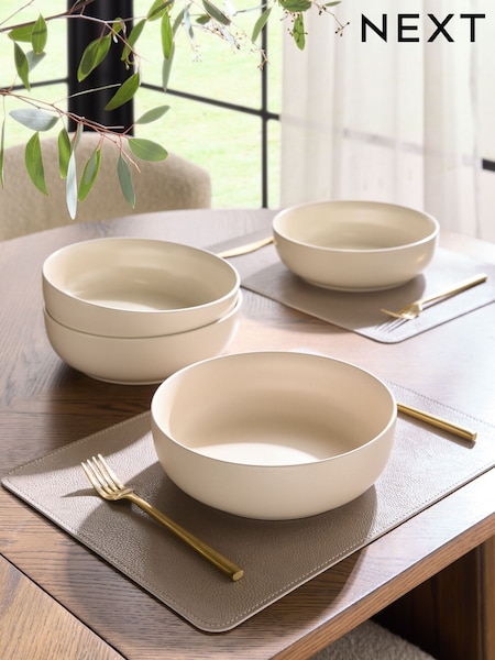 Set of 4 Natural Oakley Pasta Bowls (E06974) | £26