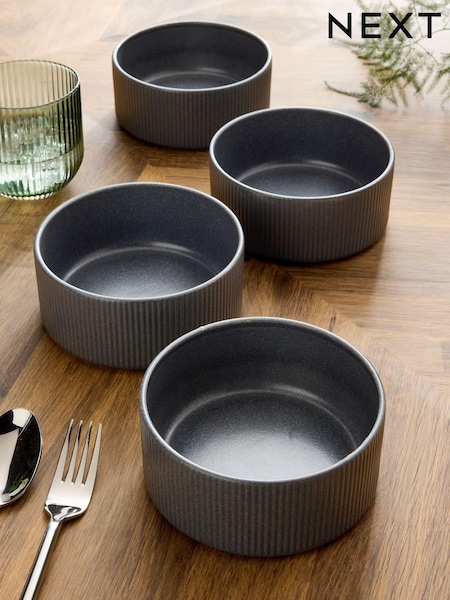 Set of 4 Charcoal Grey Stamford Set of 4 Cereal Bowls (E07013) | £24
