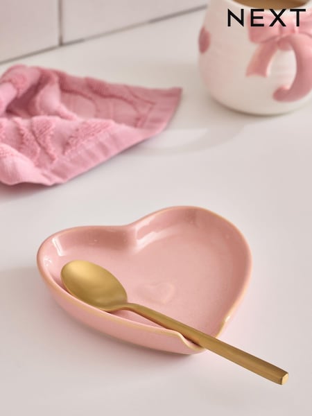 Pink Heart Shaped Spoon Rest (E07068) | £8