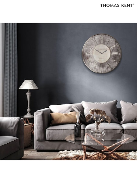 Thomas Kent Clocks Silver 30" Florentine Grand Wall Clock (E07182) | £240