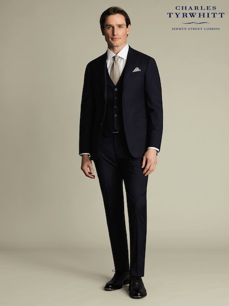 Charles Tyrwhitt Blue Adjustable Fit Italian Luxury Waistcoat (E07563) | £110