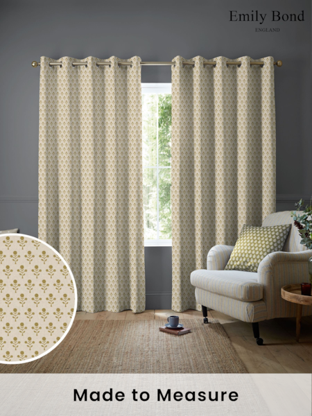 Emily Bond Gold Hawthorn Made to Measure 100% Cotton Curtains (E07962) | £100