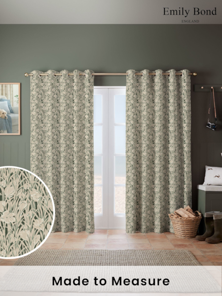 Emily Bond Green Crocus Made to Measure 100% Cotton Curtains (E07965) | £100