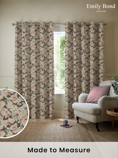 Emily Bond Green Phoebe Made to Measure 100% Cotton Curtains (E07967) | £100