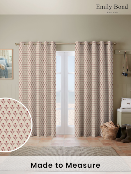 Emily Bond Swiss Red Hawthorn Made to Measure 100% Cotton Curtains (E07978) | £100