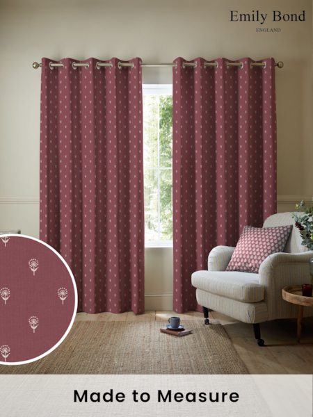 Emily Bond Burgundy Red Wild Thyme Made to Measure 100% Cotton Curtains (E07982) | £100