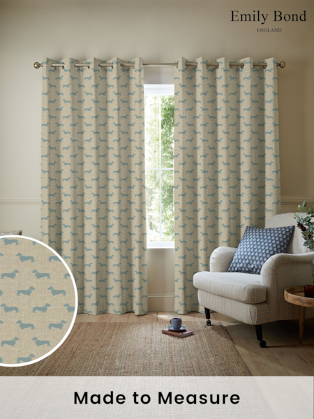 Emily Bond Duck Egg Blue Peggy Made to Measure 100% Cotton Curtains (E07984) | £100