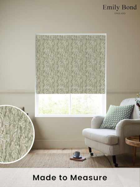 Emily Bond Sage Green Crocus Made to Measure 100% Cotton Roman Blind (E07998) | £84