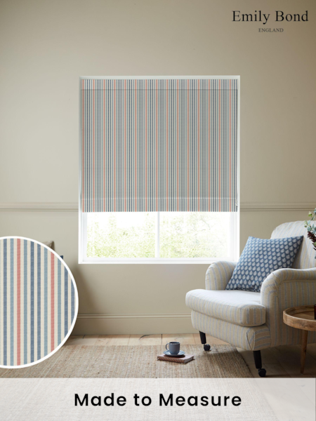 Emily Bond Blue Cornish Stripe Made to Measure 100% Cotton Roman Blind (E08002) | £84
