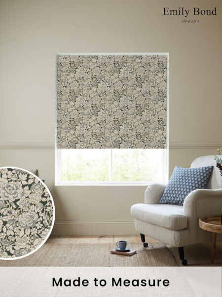 Emily Bond Vintage Blue Somerset Rose Made to Measure 100% Cotton Roman Blind (E08004) | £84