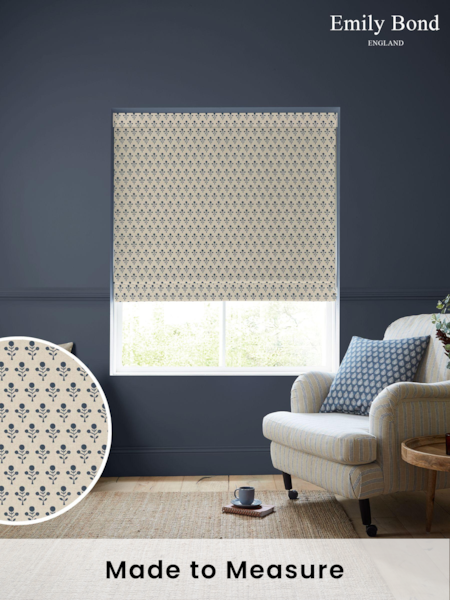 Emily Bond Indigo Blue Hawthorn Made to Measure 100% Cotton Roman Blind (E08010) | £84