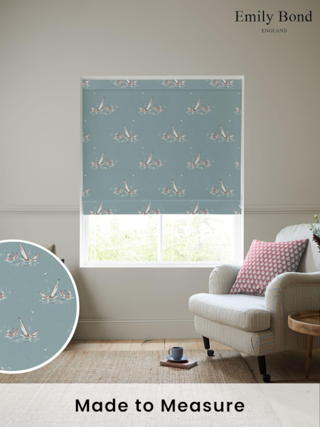 Emily Bond Duck Egg Blue Regatta Made to Measure 100% Cotton Roman Blind (E08014) | £84