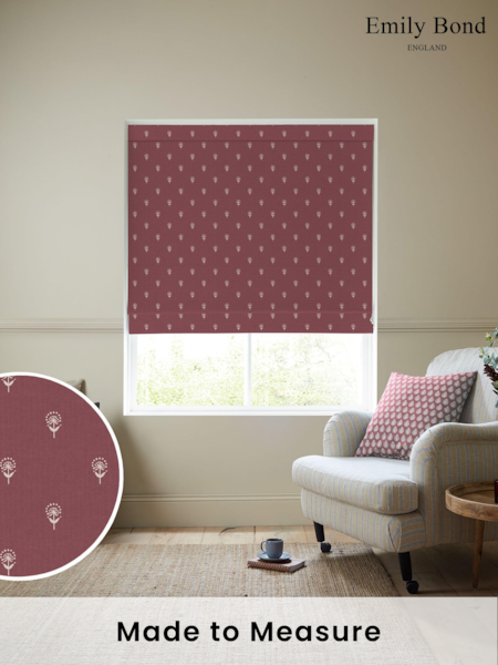 Emily Bond Burgundy Red Wild Thyme Made to Measure 100% Cotton Roman Blind (E08017) | £84