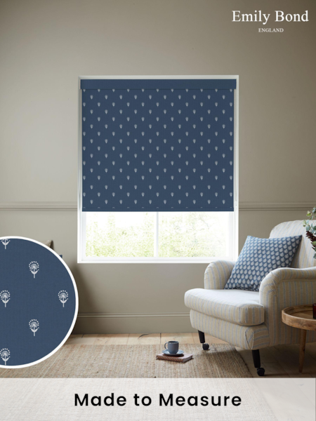 Emily Bond Indigo Blue Wild Thyme Made to Measure Roller Blind (E08022) | £58