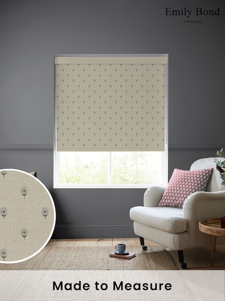 Emily Bond Charcoal Grey Wild Thyme Made to Measure Roller Blind (E08023) | £58