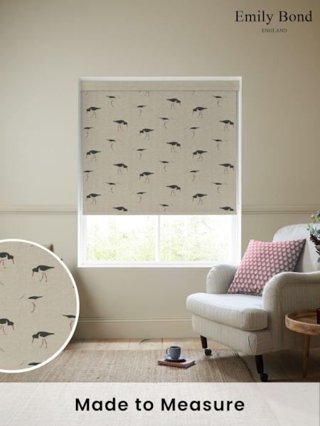Emily Bond Charcoal Grey Oyster Catcher Made to Measure Roller Blind (E08029) | £58