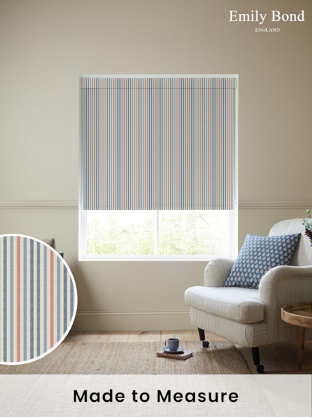 Emily Bond Blue Cornish Stripe Made to Measure Roller Blind (E08041) | £58