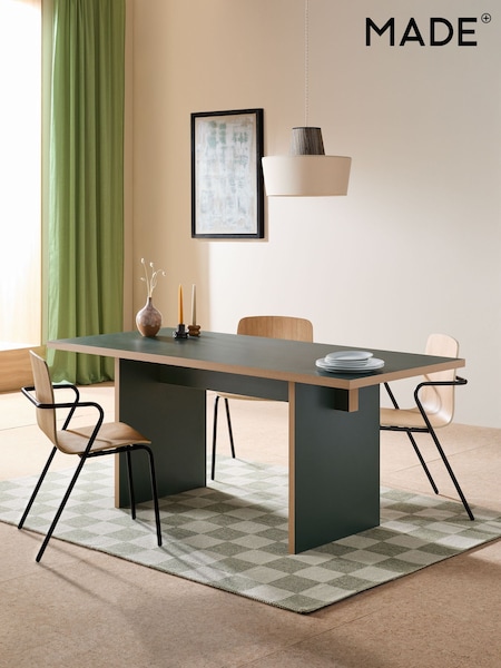 MADE.COM Dark Green Zayla Rectangle Fixed Dining Table (E08064) | £299