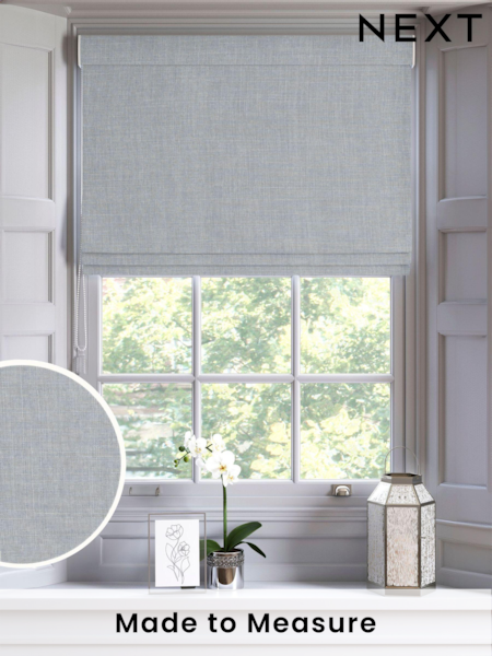 Blue Textured Made to Measure 100% Cotton Roman Blind (E08111) | £42