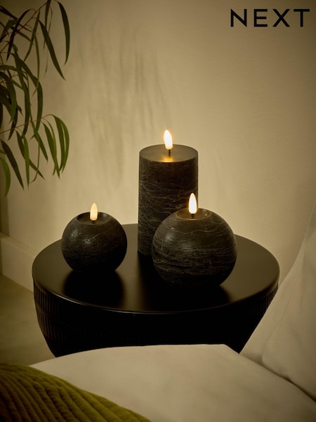 Black Real Wax LED Candles Set of 3 (E08218) | £18