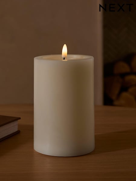 White Large LED Pillar Candle (E08220) | £6