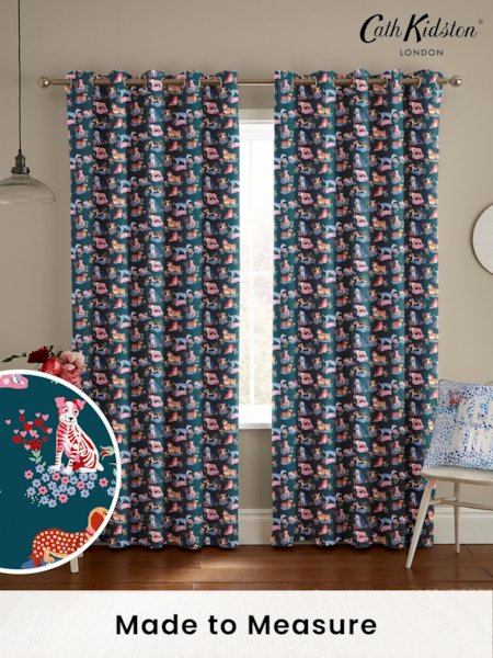 Cath Kidston Teal Green Puppy Fields Made to Measure 100% Cotton Curtains (E08365) | £82