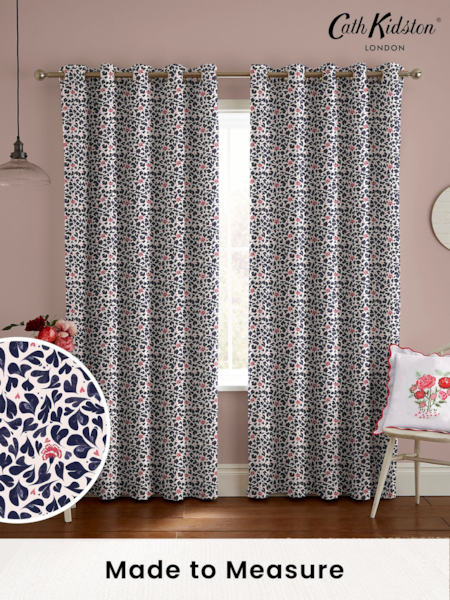 Cath Kidston Blue Marble Hearts Made to Measure 100% Cotton Curtains (E08367) | £82