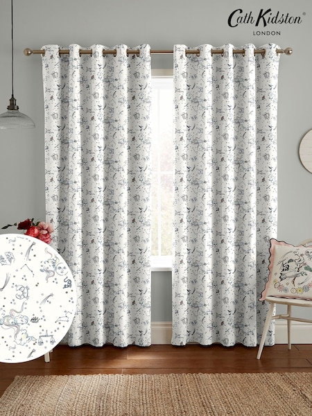 Cath Kidston White Baby Celestial Made to Measure 100% Cotton Curtains (E08368) | £82