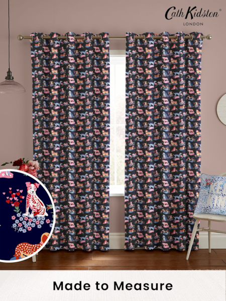 Cath Kidston Navy Blue Puppy Fields Made to Measure 100% Cotton Curtains (E08373) | £82