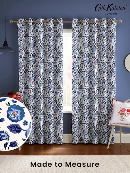 Cath Kidston Blue Strawberry Gardens Made to Measure 100% Cotton Curtains (E08376) | £82
