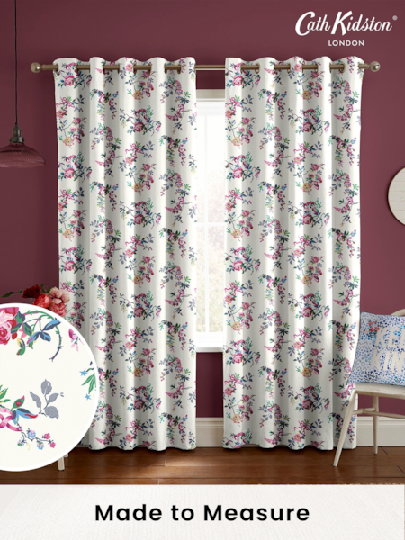 Cath Kidston Cream Ribbon Roses Made to Measure 100% Cotton Curtains (E08377) | £82